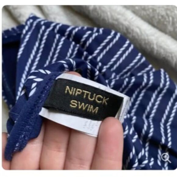 Nip Tuck Navy Rope Twist Front 1 Piece Swimsuit 6 - Picture 3 of 5